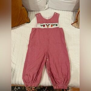 Kids Red Gingham Smocked Holiday Longall